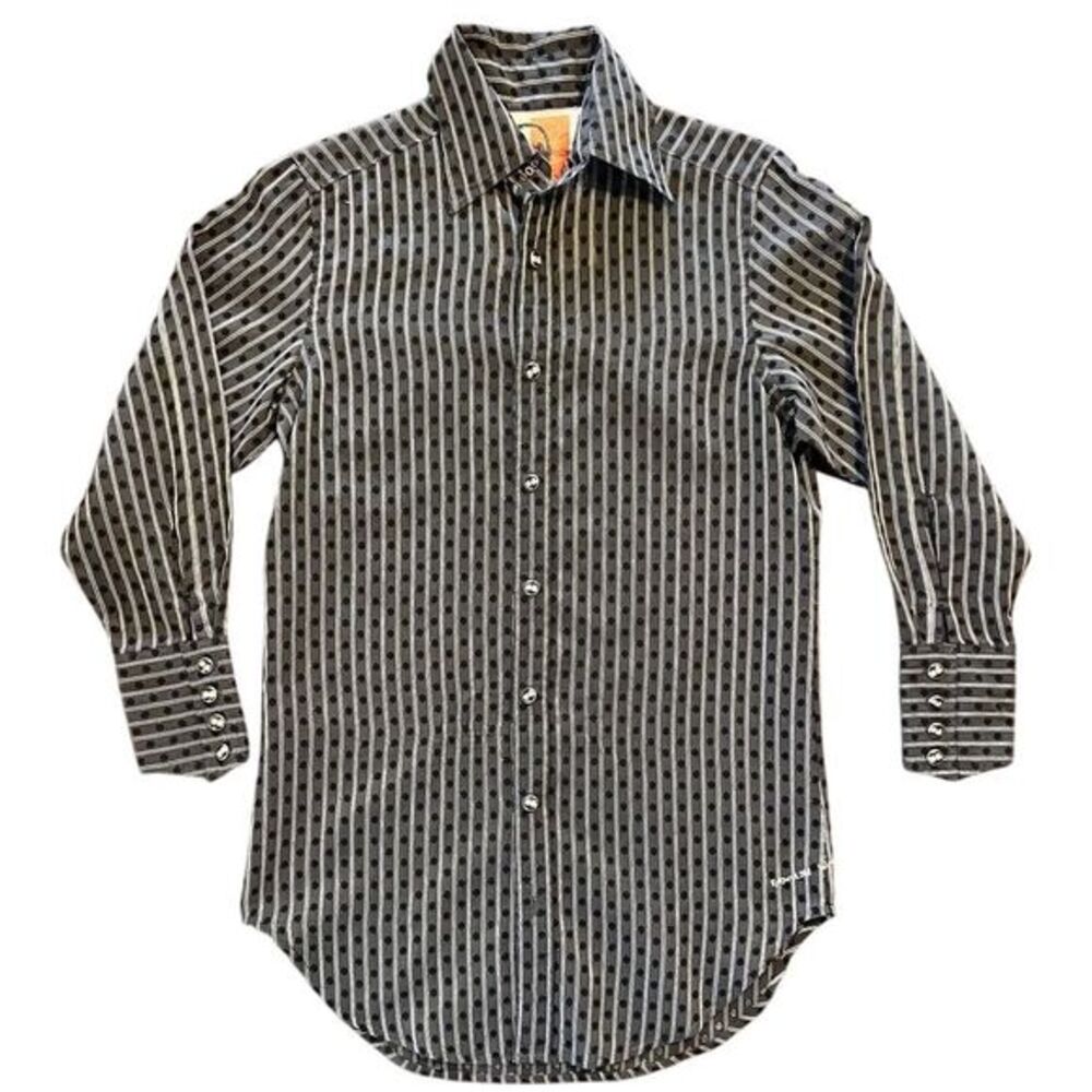 Robert Graham Zen Long Sleeve Button Dress Shirt Black Small Striped Casino Dice